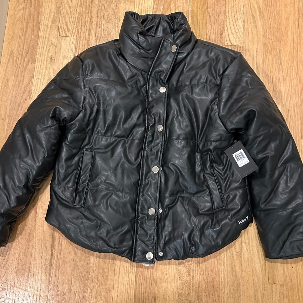 Hurley vegan leather puffer NWT